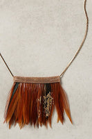 New Rare Anthropologie "Fanned Feather Necklace" in Brown