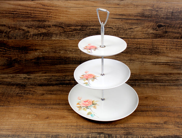 Vintage Rose & Floral Pattern Tiered Acrylic Cupcake Stand or Dessert Stand