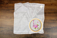 Vintage Flower Bouquet Embroidered Handkerchief Embroidery Hoop Wall Hanging