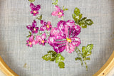 Vintage Flower Bouquet Embroidered Handkerchief Embroidery Hoop Wall Hanging