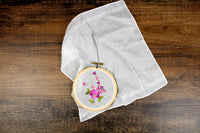 Vintage Flower Bouquet Embroidered Handkerchief Embroidery Hoop Wall Hanging