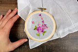Vintage Flower Bouquet Embroidered Handkerchief Embroidery Hoop Wall Hanging