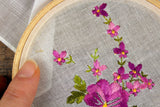 Vintage Flower Bouquet Embroidered Handkerchief Embroidery Hoop Wall Hanging