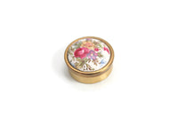Vintage Gold & Floral Pill Box, Pill Case or Small Jewelry Box
