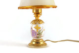 Vintage 1:12 Miniature Dollhouse Working Floral & Brass 12V Plug-In Table Lamp