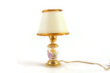 Vintage 1:12 Miniature Dollhouse Working Floral & Brass 12V Plug-In Table Lamp