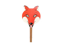 Vintage Cardboard Fox Mask on Wooden Stick
