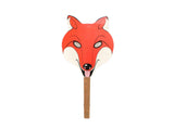 Vintage Cardboard Fox Mask on Wooden Stick