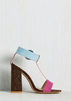 New Modcloth "Fusion My Mind Heel" Blue & Pink T-Strap Cork Heels by So Me, Size 9