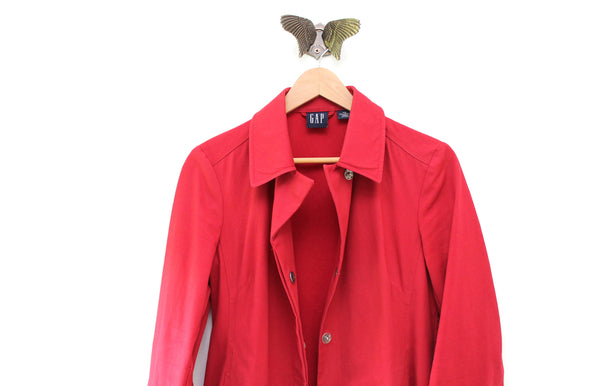 Vintage GAP Red Trench Coat with Snap Front Closure & Cuffs – The