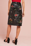 New Anthropologie Black Floral Sequin "Garden Glitz Skirt" by Maeve, Originally $148