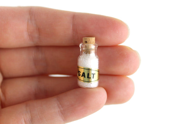 Vintage 1:12 Miniature Dollhouse Glass Salt Spice Jar