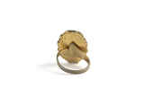 Vintage Adjustable Gold Ring with Framed Striped Seashell