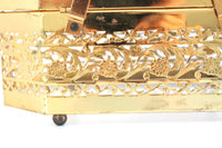 Vintage Brass Filigree Box Purse or Makeup Case with Double Handles