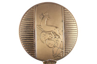 Vintage Gold Deer Vanity Set with Hand Mirror & Hair Brush