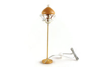 Vintage 1:12 Miniature Dollhouse Working Brass & Beige 12V Plug-In Floor Lamp