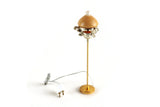 Vintage 1:12 Miniature Dollhouse Working Brass & Beige 12V Plug-In Floor Lamp