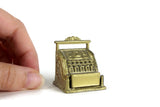 Vintage 1:12 Miniature Dollhouse Gold Metal Old Fashioned Cash Register
