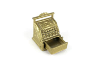 Vintage 1:12 Miniature Dollhouse Gold Metal Old Fashioned Cash Register
