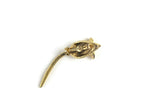 Vintage Gold Mouse Brooch with Blue Rhinestone Eyes