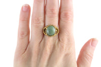 Vintage Adjustable Gold Ring with Green Stone Eye-Shaped Center