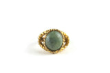 Vintage Adjustable Gold Ring with Green Stone Eye-Shaped Center