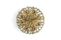 Vintage Gold Daisy Flower Brooch with Iridescent Rhinestone
