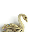 Vintage Gold Swan Brooch with Iridescent Rhinestones