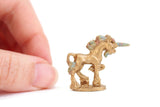 Vintage 1:12 Miniature Gold Unicorn Figurine with Rainbow Painted Features