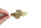 Vintage Gold Wire Leaf Shaped Brooch with Pearl Bead Accents