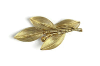 Vintage Gold Wire Leaf Shaped Brooch with Pearl Bead Accents