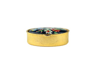 Vintage Brass & Floral Oval-Shaped Pill Box