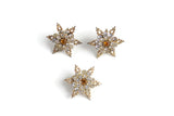 Vintage Gold & Orange Rhinestone Star Snowflake Flower Screw Back Earrings
