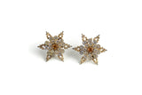 Vintage Gold & Orange Rhinestone Star Snowflake Flower Screw Back Earrings