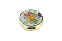 Vintage Round Brass & Floral Divided Pill Box