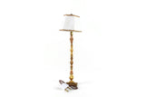 Vintage 1:12 Miniature Dollhouse Working Gold & White 12V Plug-In Floor Lamp