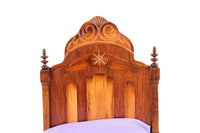 Vintage 1:12 Miniature Dollhouse Wooden Gothic-Style Bed with Purple Bedding