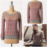 Anthropologie Gray Striped "Gradated Stripes Pullover" by Sparrow, Size M, Originally $88