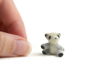 Vintage 1:12 Miniature Dollhouse Gray & White Flocked Teddy Bear