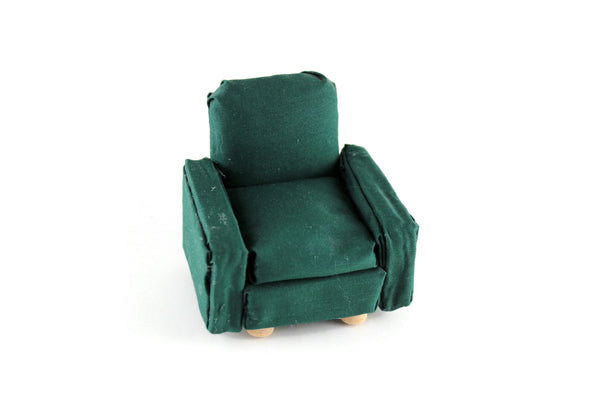 Vintage 1:12 Miniature Dollhouse Green Armchair