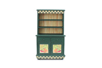Vintage 1:12 Miniature Dollhouse Green Wooden Hutch or Cabinet