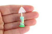 Vintage 1:12 Miniature Dollhouse White & Green Floral Table Lamp