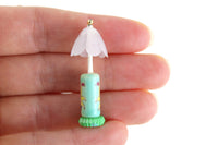 Vintage 1:12 Miniature Dollhouse White & Green Floral Table Lamp