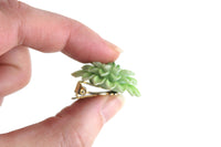 Vintage Green Celluloid Chrysanthemum Flower Clip-On Earrings
