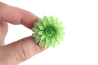 Vintage Green Celluloid Chrysanthemum Flower Clip-On Earrings