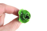 Vintage Green Enamel Rose Flower Clip-On Earrings
