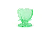 Vintage Green Hobnail Glass Heart Toothpick Holder by Degenhart