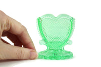 Vintage Green Hobnail Glass Heart Toothpick Holder by Degenhart