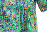Vintage Green Blue & Pink Printed 3/4 Sleeve Wool Shift Dress