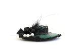 Vintage 1:12 Miniature Dollhouse Green & Black Hat with Ribbons & Feathers